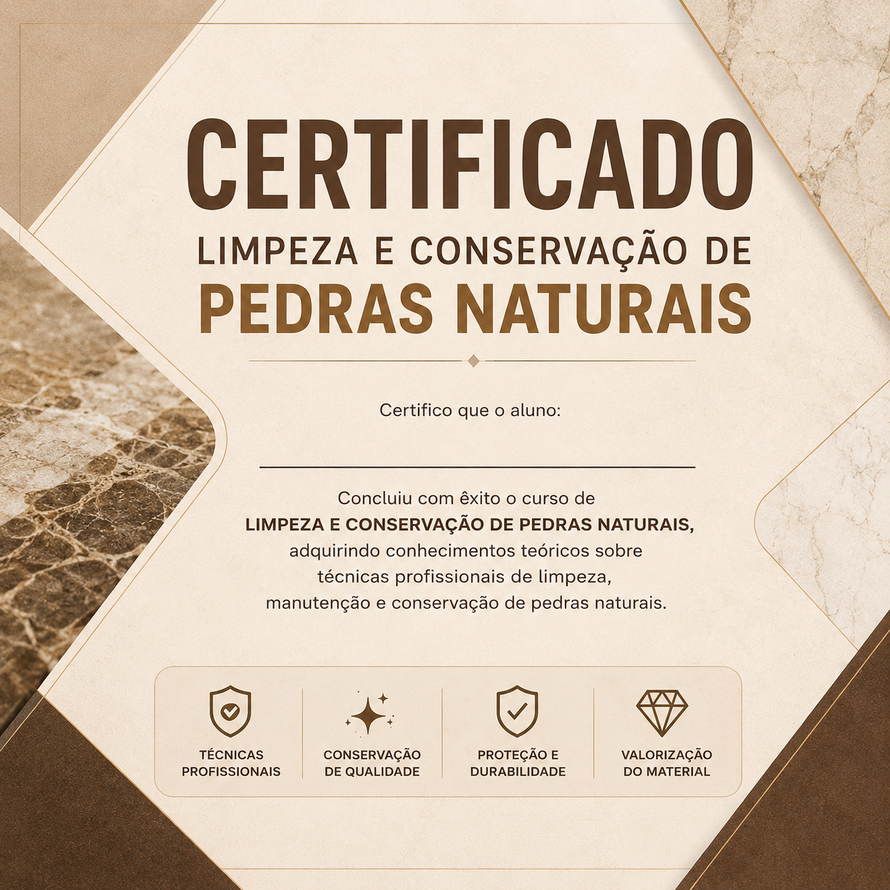 Certificado de Limpeza e Conservação de Pedras Naturais